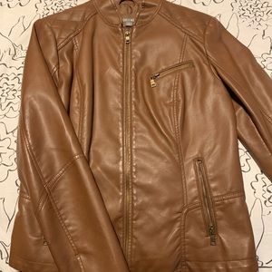 brown leather jacket